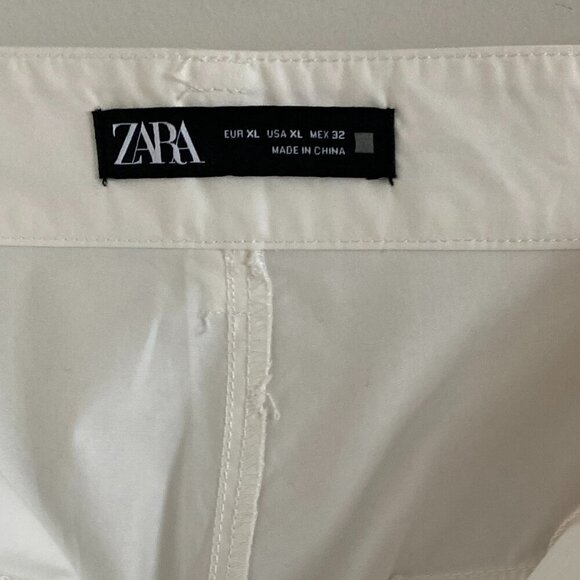 ZARA WOMEN HIGH RISE WIDE CARGO PANTS COTTON BLEND SIZE XL - Picture 3 of 5